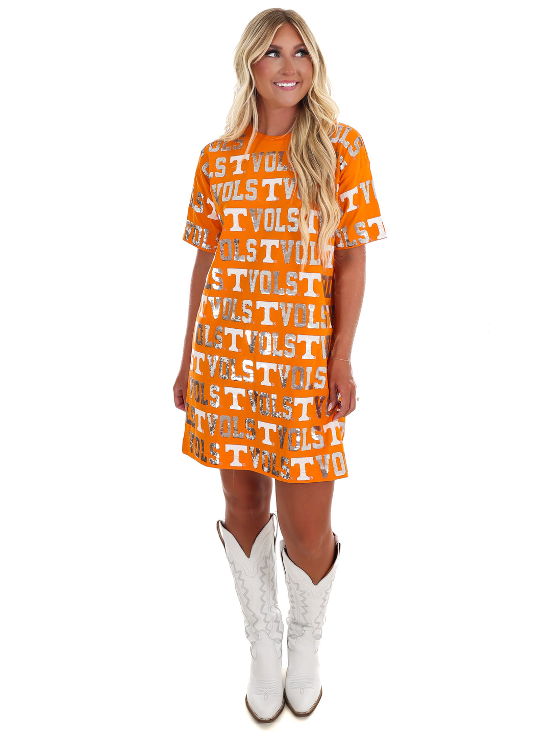 The Tennessee Sequin Repeat T-Shirt Dress