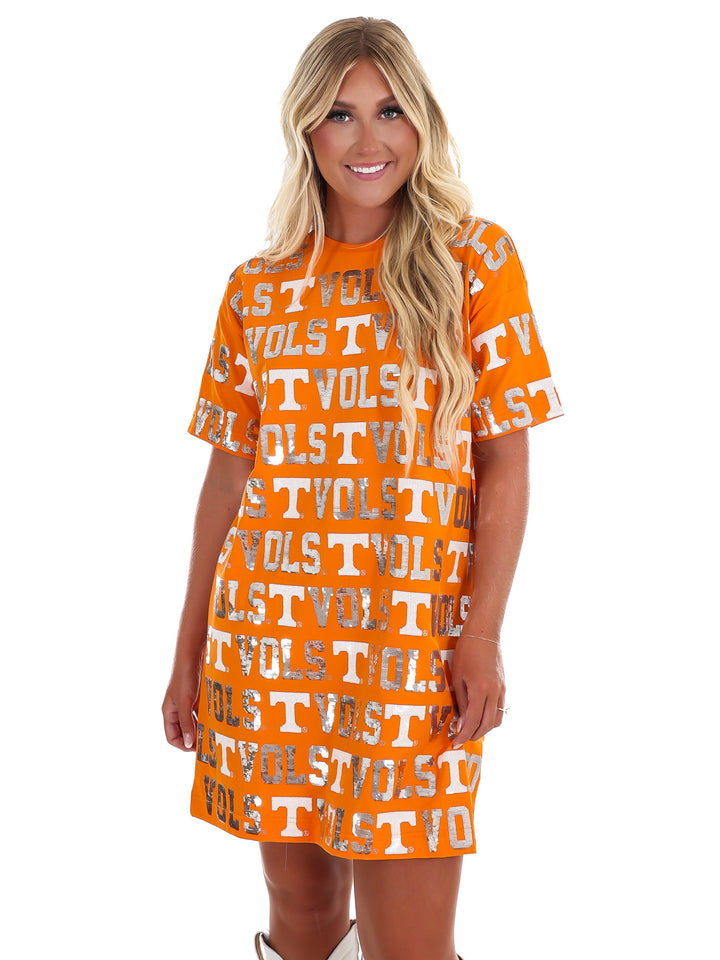 The Tennessee Sequin Repeat T-Shirt Dress