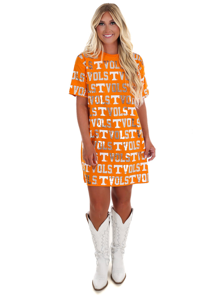 The Tennessee Sequin Repeat T-Shirt Dress