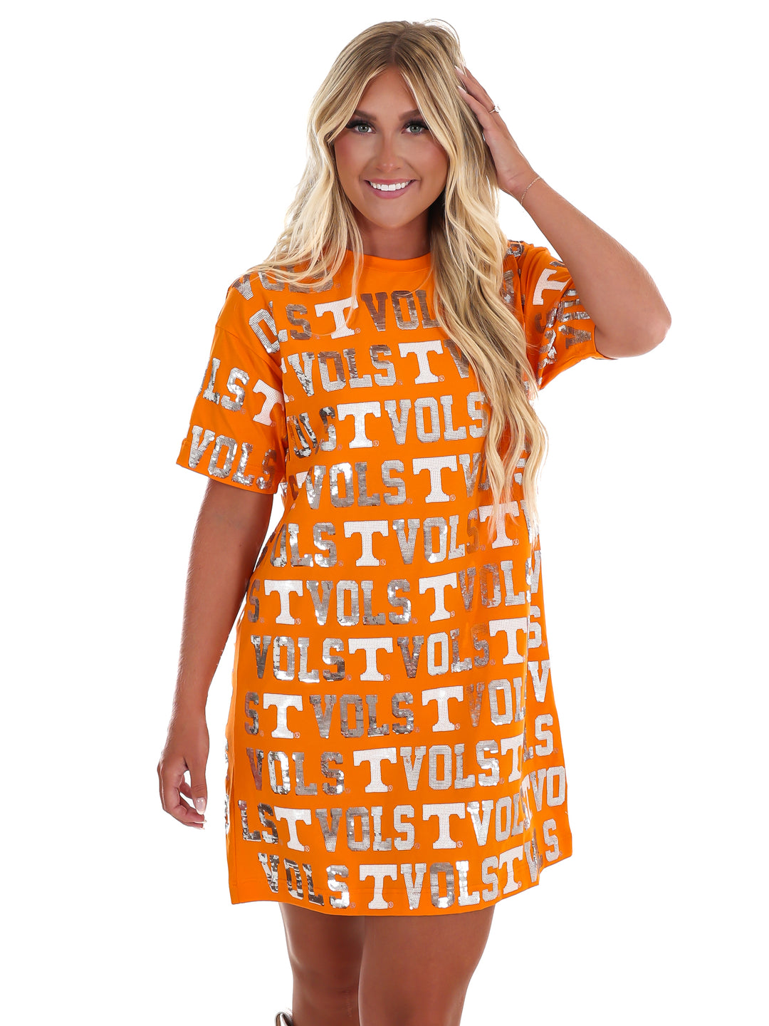 tennessee orange dress The Tennessee Sequin Repeat T-Shirt Dress – Josie's Boutique