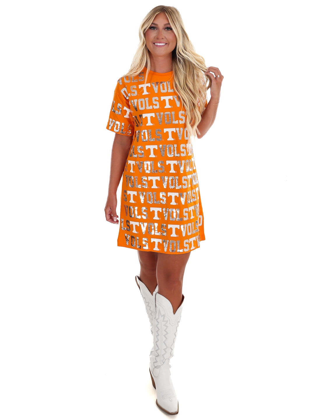 The Tennessee Sequin Repeat T-Shirt Dress