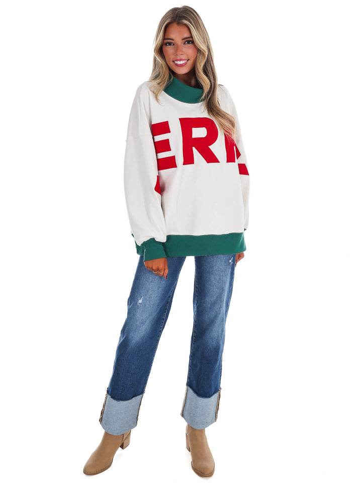 Merry Moments Oversized Mock Neck Top