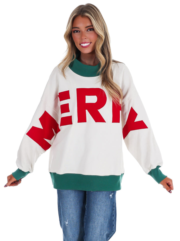 Merry Moments Oversized Mock Neck Top