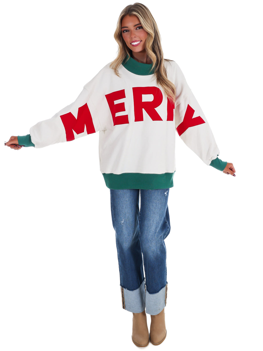 Merry Moments Oversized Mock Neck Top