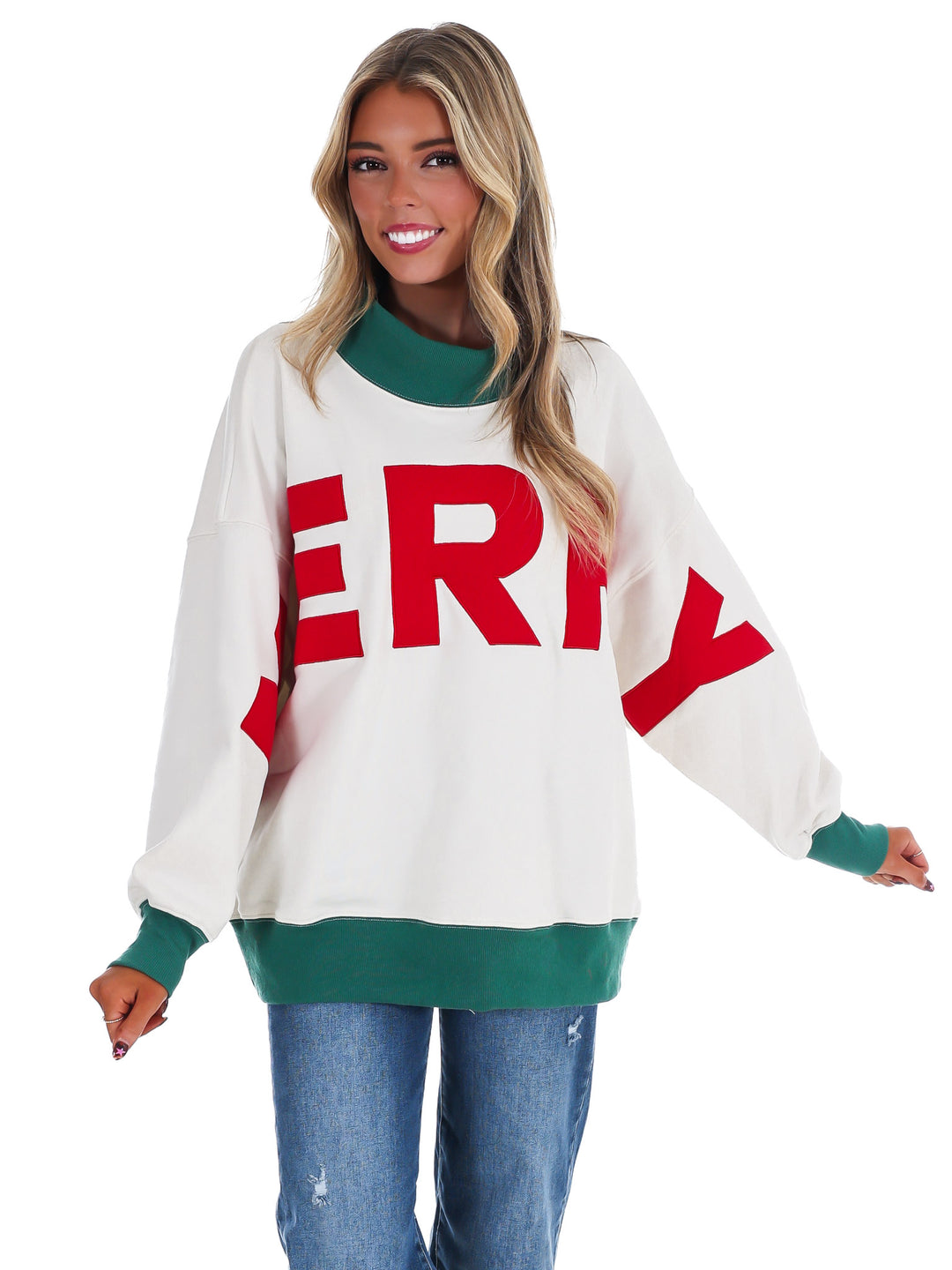 Merry Moments Oversized Mock Neck Top