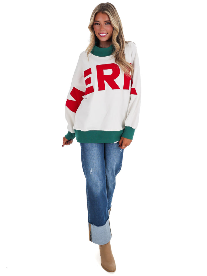 Merry Moments Oversized Mock Neck Top