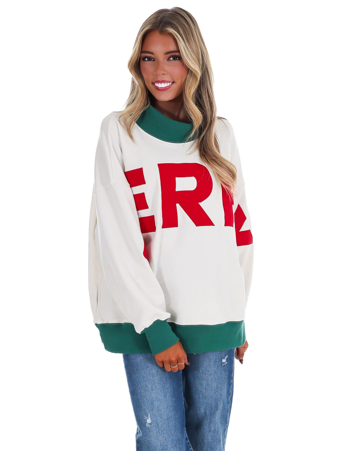 Merry Moments Oversized Mock Neck Top
