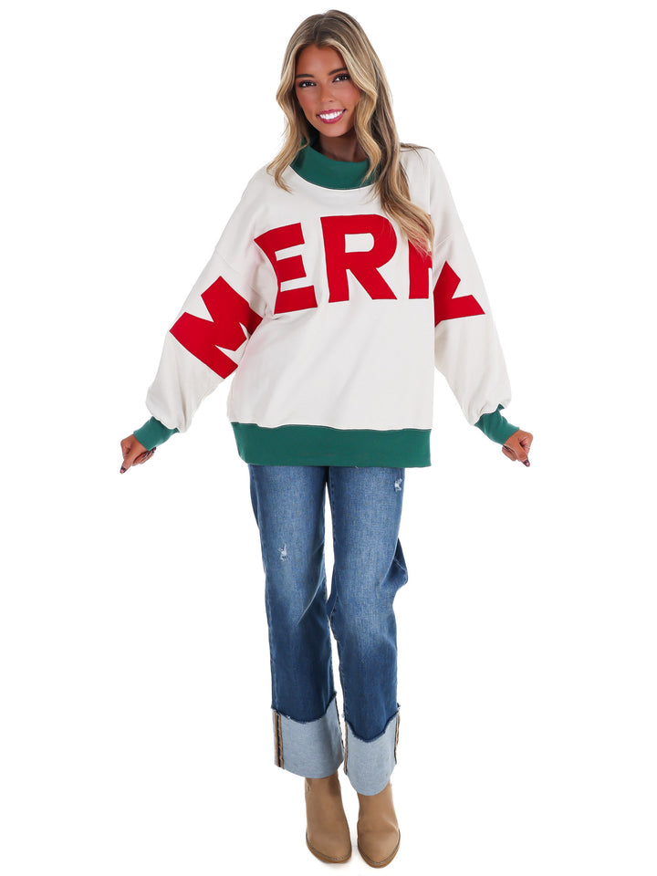 Merry Moments Oversized Mock Neck Top