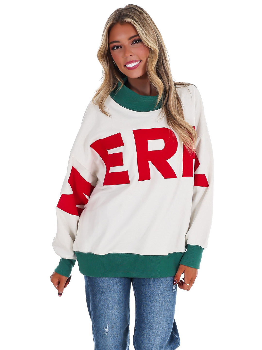 Merry Moments Oversized Mock Neck Top
