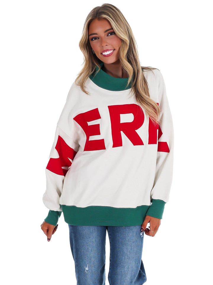 Merry Moments Oversized Mock Neck Top