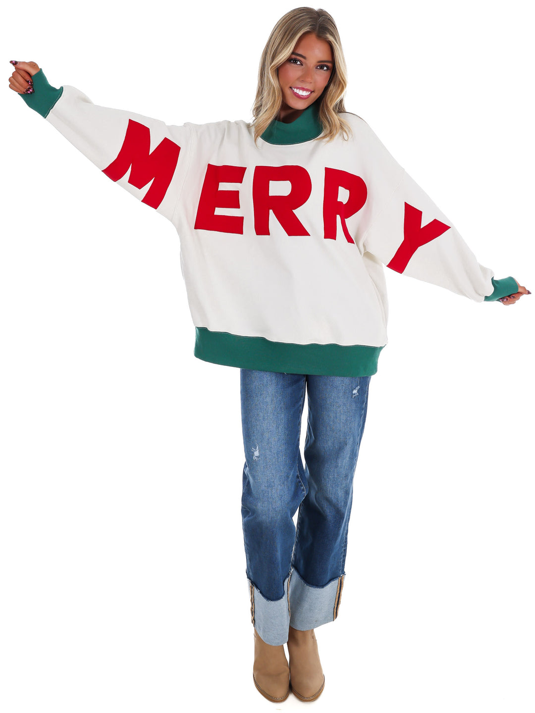 Merry Moments Oversized Mock Neck Top