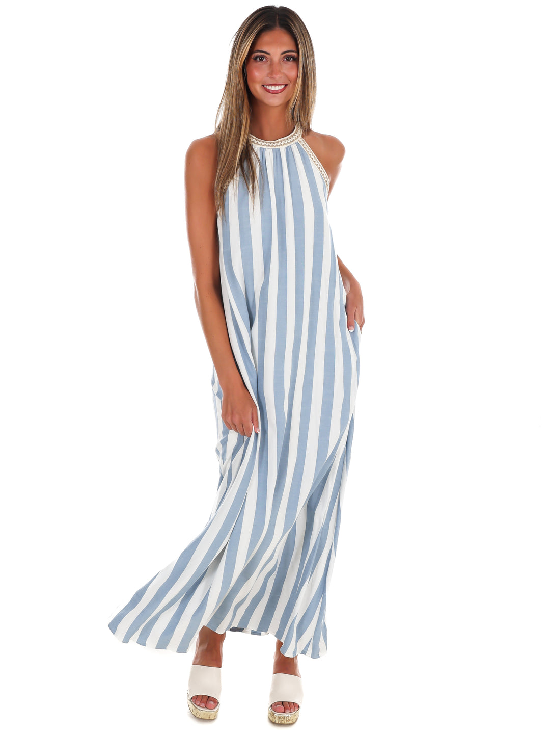 By the Bay Halter Neck Maxi Dress