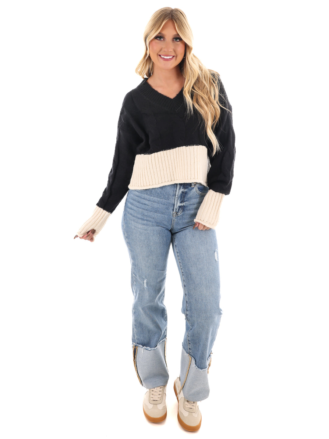 Cable Charm Crop Sweater