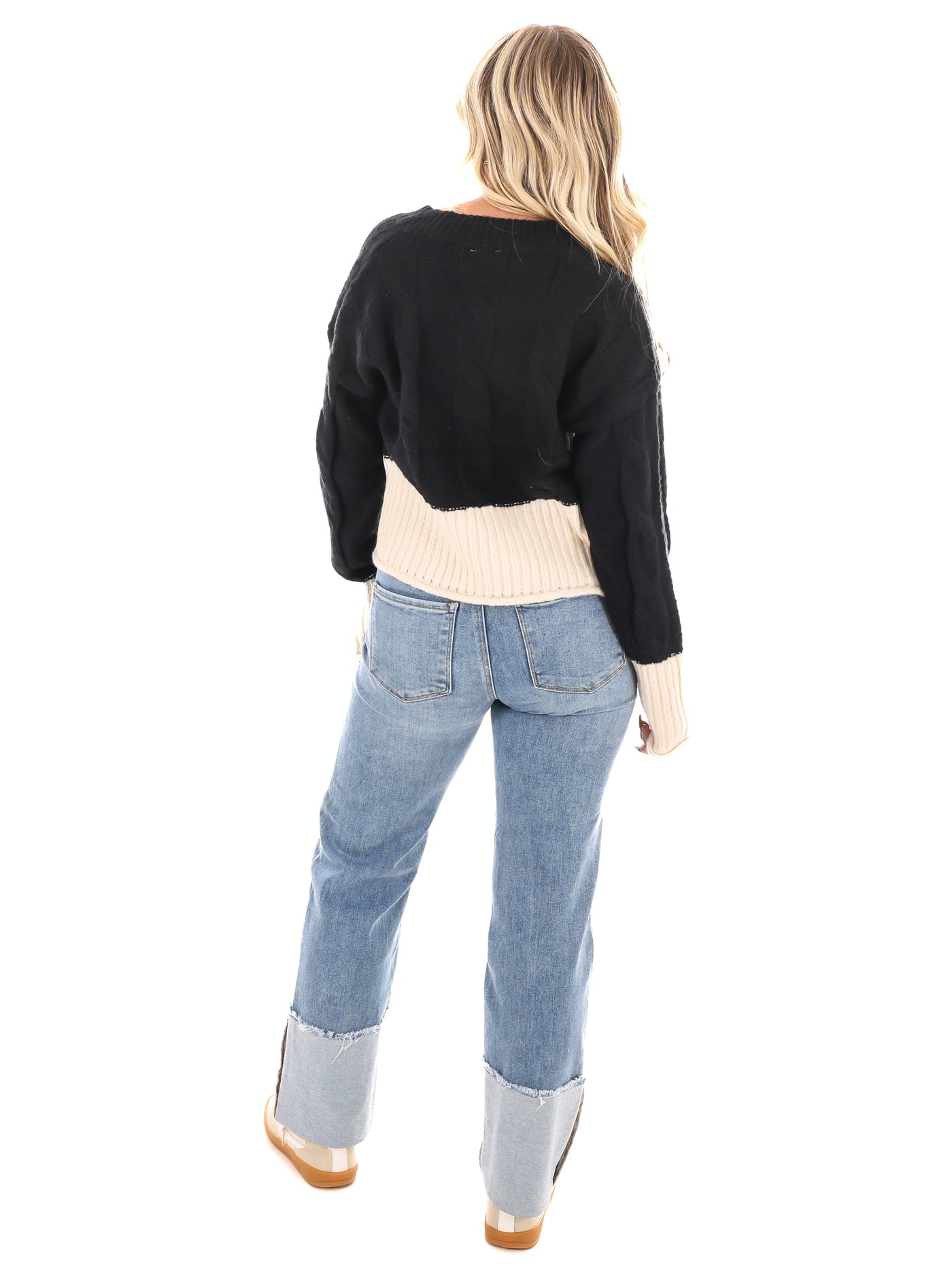 Cable Charm Crop Sweater