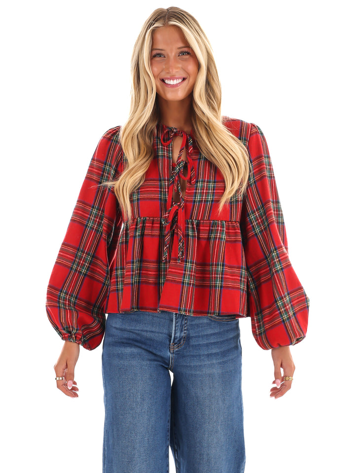 Christmas Eve Plaid Top