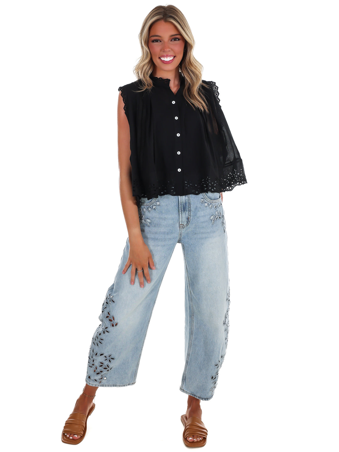 Worn to Wander Floral Eyelet Lace Top