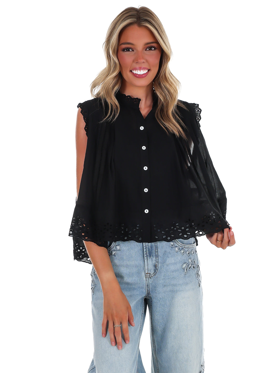 Worn to Wander Floral Eyelet Lace Top
