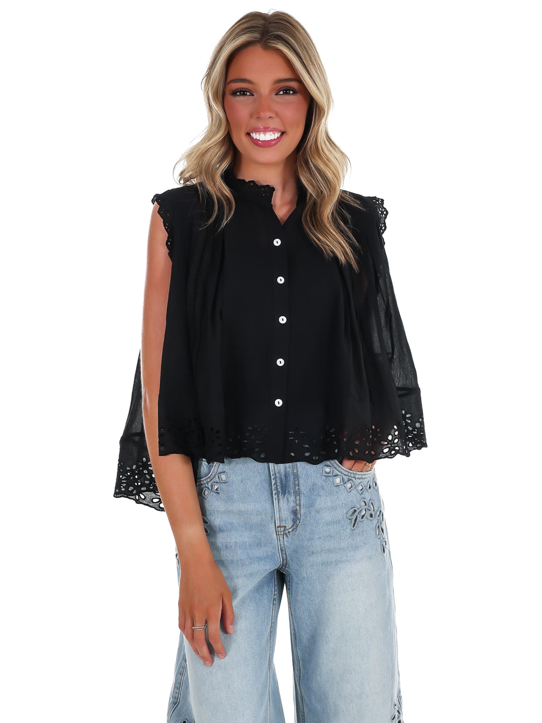 Worn to Wander Floral Eyelet Lace Top