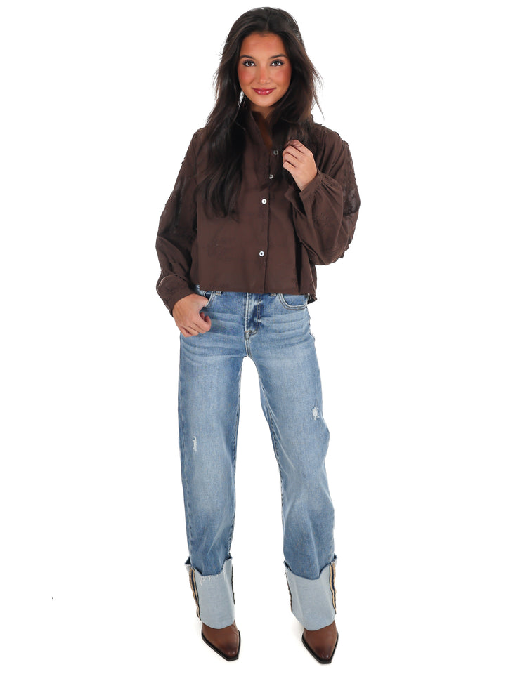 Meadow Bloom Floral Button Top