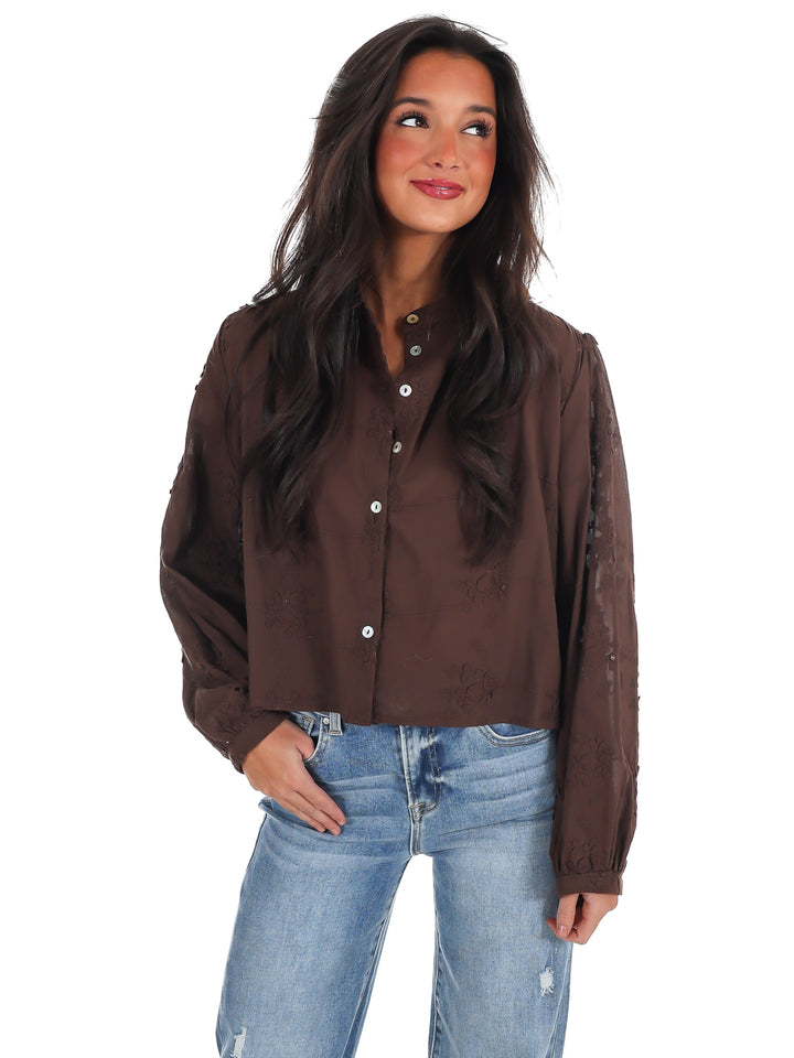 Meadow Bloom Floral Button Top