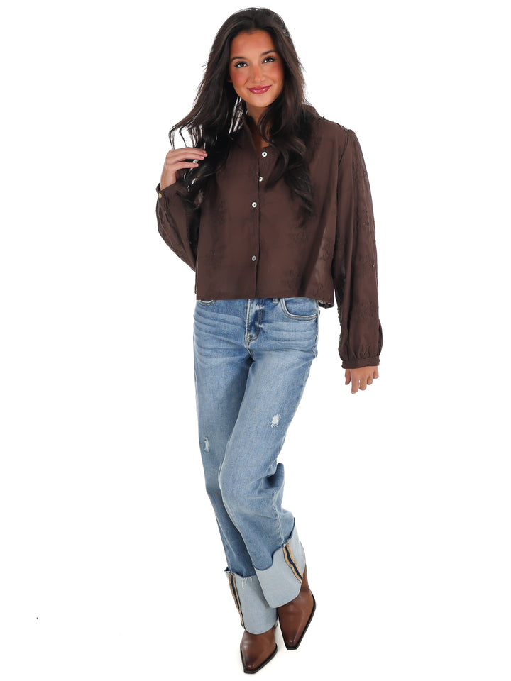 Meadow Bloom Floral Button Top