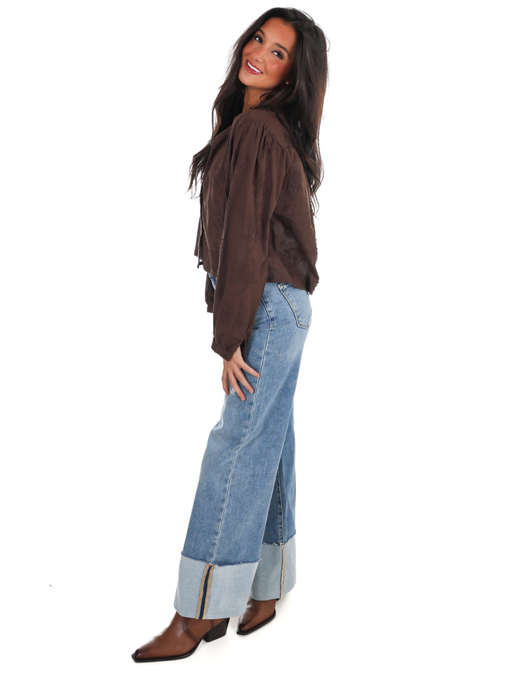 Meadow Bloom Floral Button Top