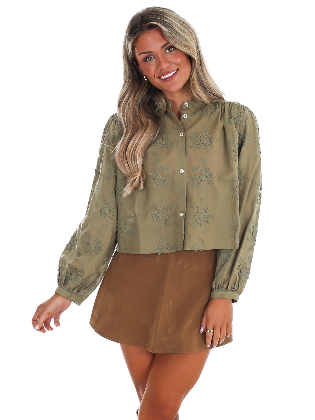 Meadow Bloom Floral Button Top