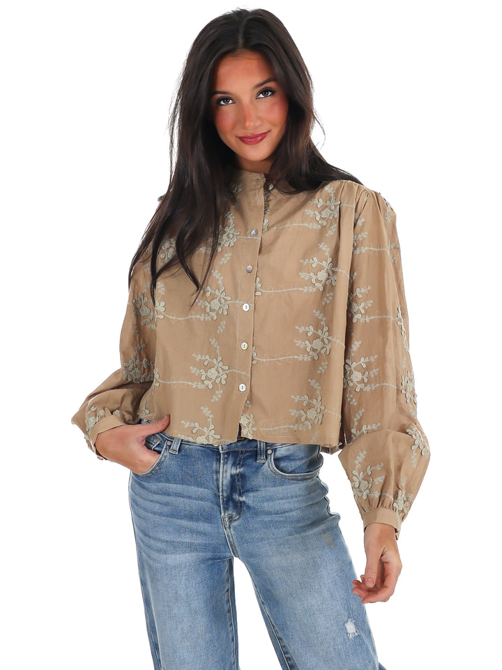 Meadow Bloom Floral Button Top