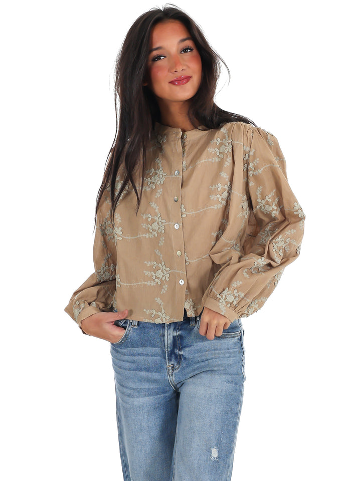 Meadow Bloom Floral Button Top