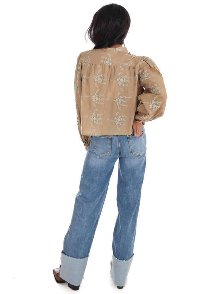 Meadow Bloom Floral Button Top