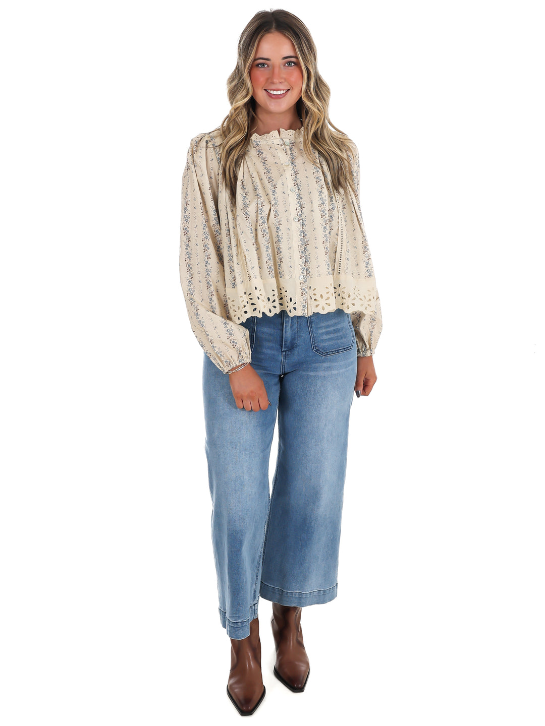 Floral Fields Lace Trim Top