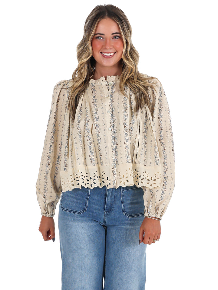 Floral Fields Lace Trim Top