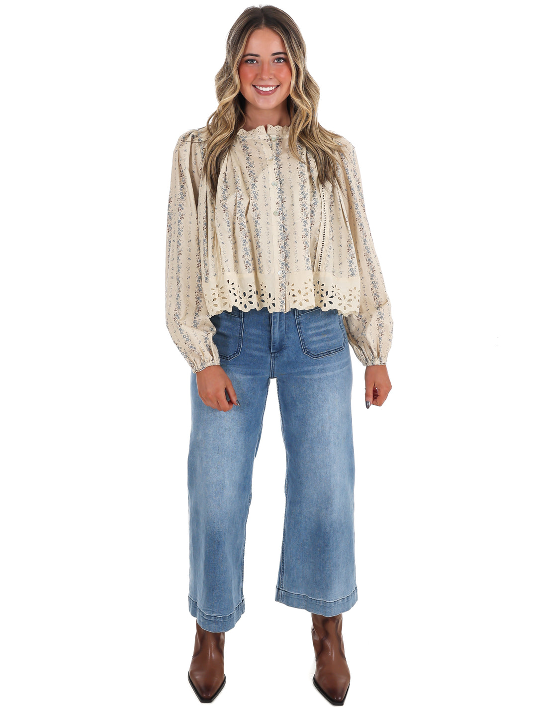 Floral Fields Lace Trim Top