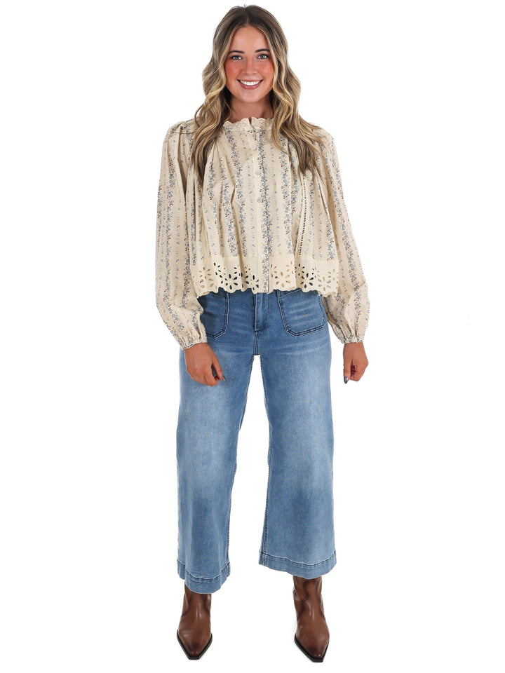 Floral Fields Lace Trim Top