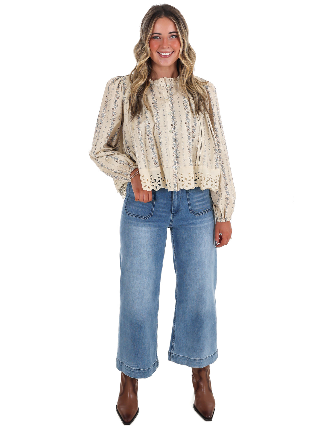 Floral Fields Lace Trim Top