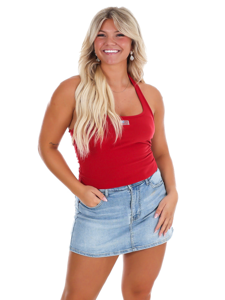 USA Summer Halter Neck Top
