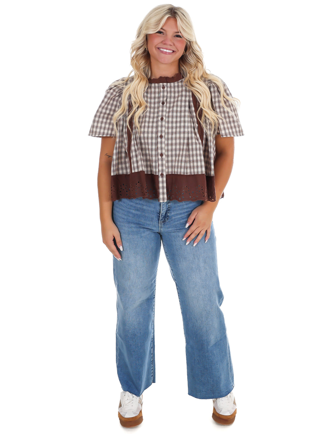 Brown Sugar Plaid Top
