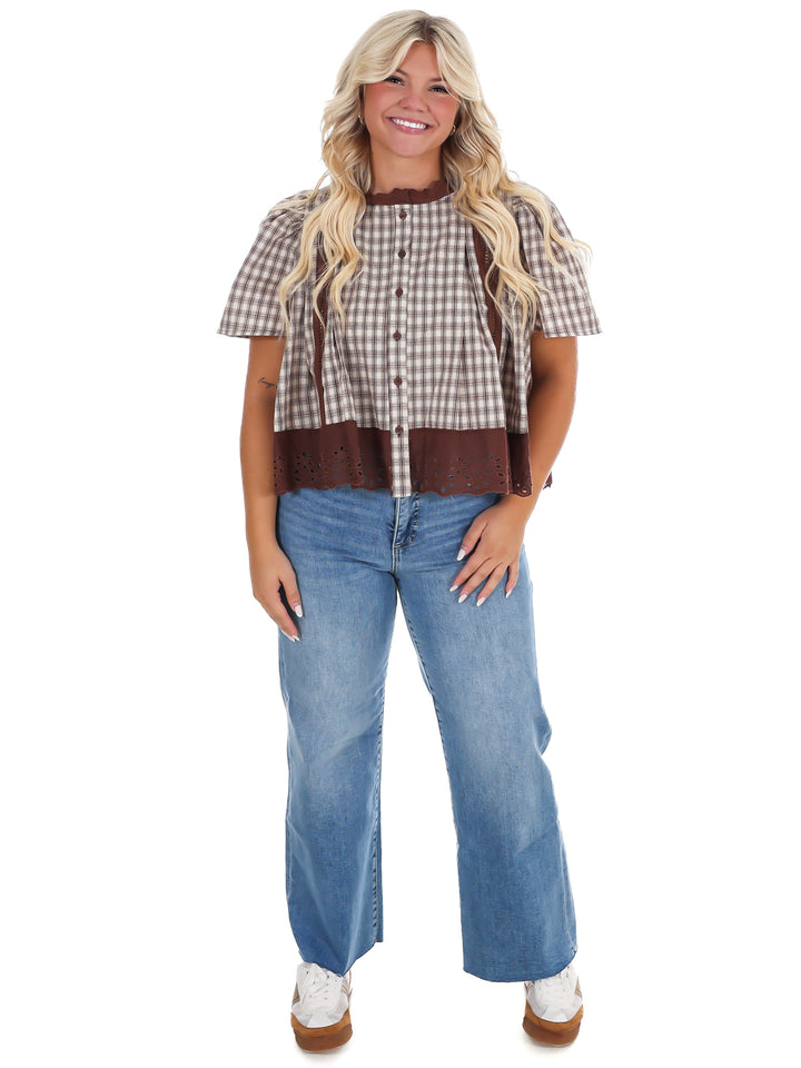 Brown Sugar Plaid Top
