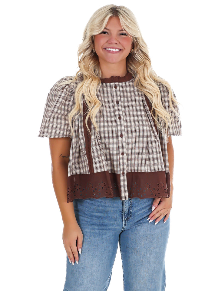 Brown Sugar Plaid Top