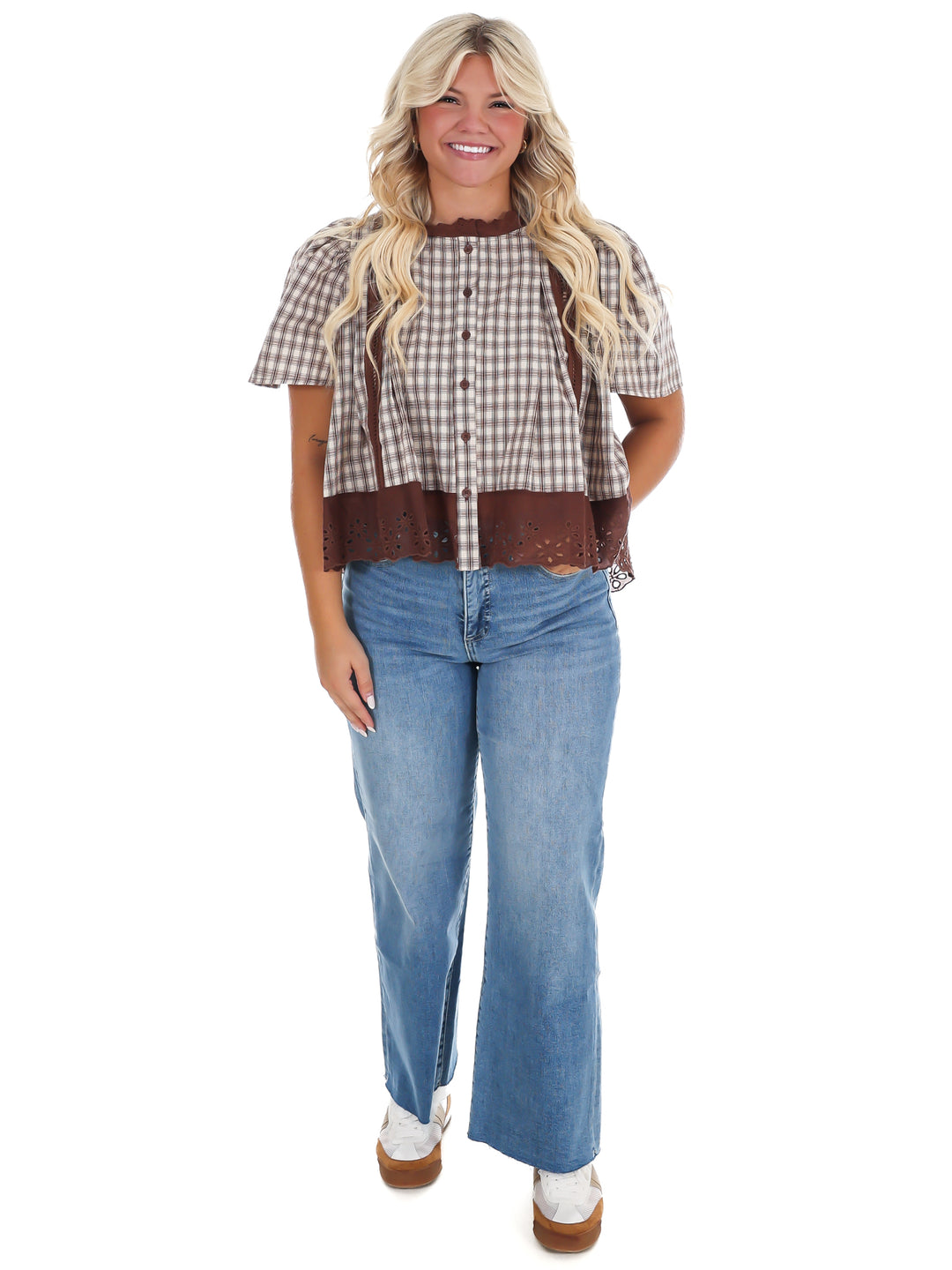 Brown Sugar Plaid Top