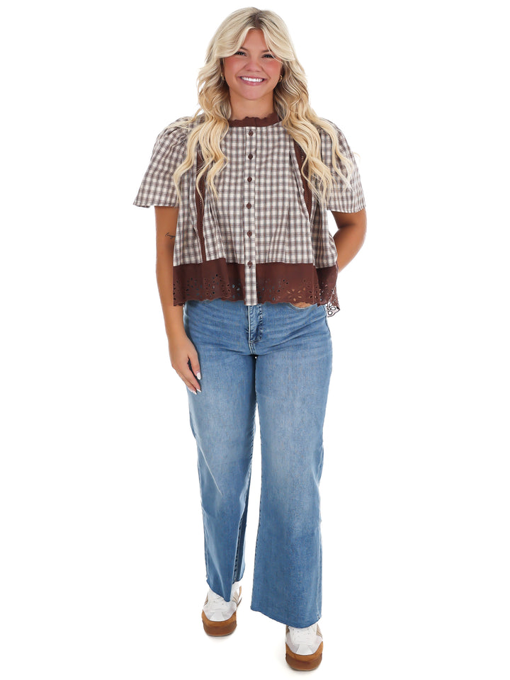 Brown Sugar Plaid Top