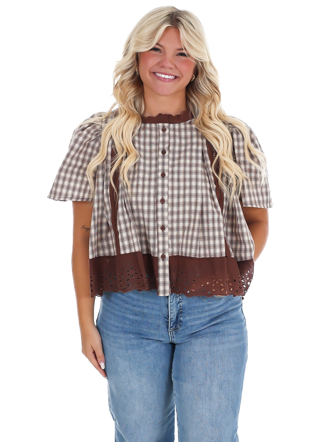 Brown Sugar Plaid Top