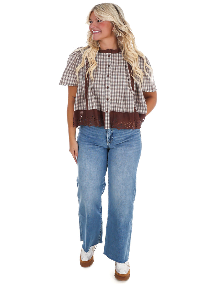 Brown Sugar Plaid Top