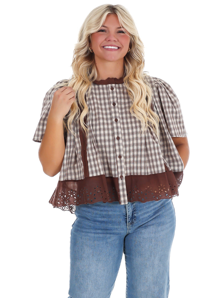 Brown Sugar Plaid Top
