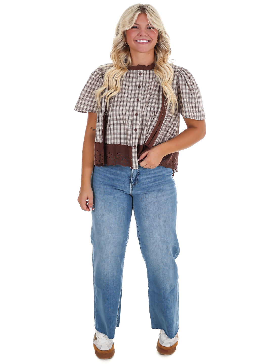 Brown Sugar Plaid Top