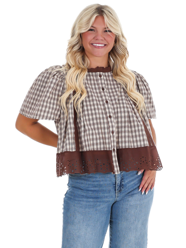 Brown Sugar Plaid Top