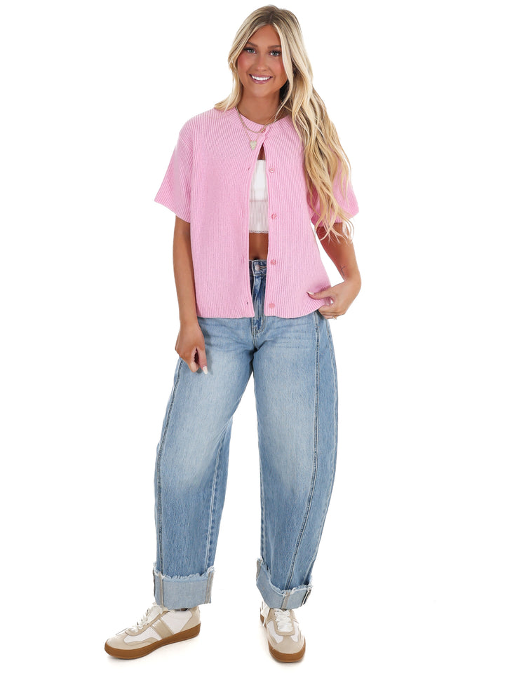 Let's Go There Short Sleeve Sweater Cardigan