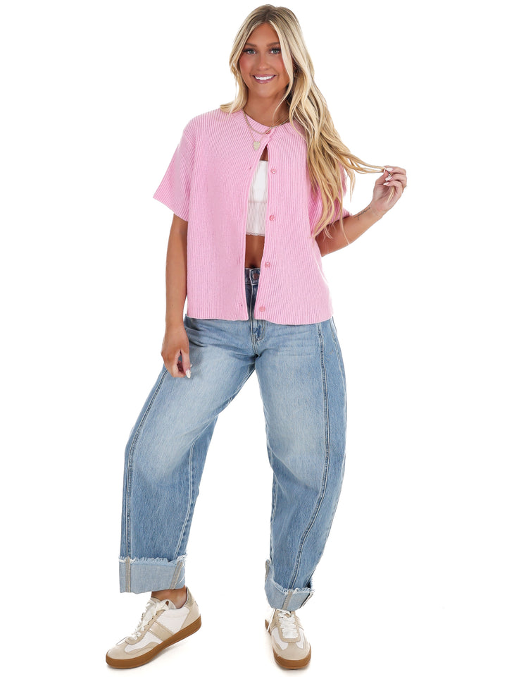 Let's Go There Short Sleeve Sweater Cardigan