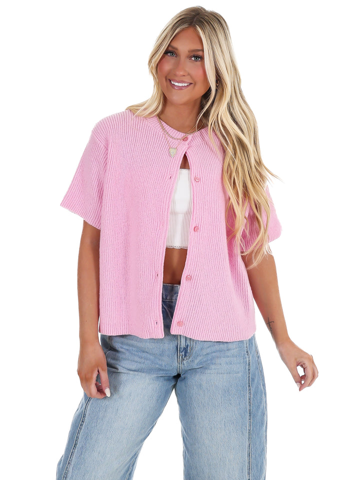 Let's Go There Short Sleeve Sweater Cardigan