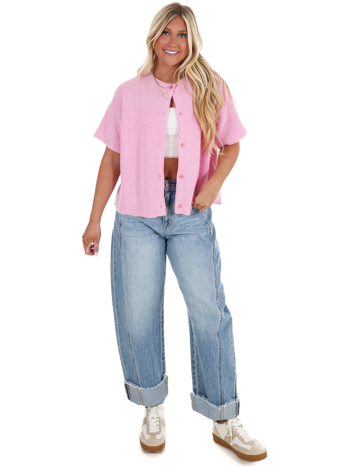 Let's Go There Short Sleeve Sweater Cardigan